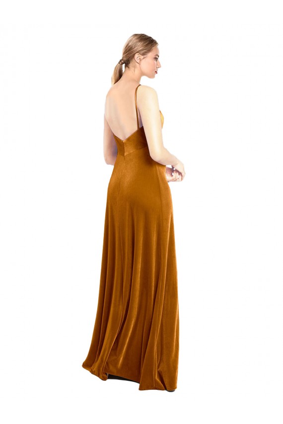 Sleeveless Spaghetti Straps Stretch Velvet A-Line Prom Dress / Bridesmaid Dress Brisbane