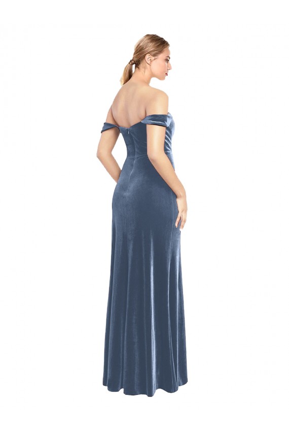 Sleeveless Off the Shoulder Stretch Velvet A-Line Prom Dress / Bridesmaid Dress Brisbane