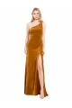 Sleeveless One Shoulder Stretch Velvet A-Line Formal Evening Gown / Prom Dress / Bridesmaid Dress Brisbane
