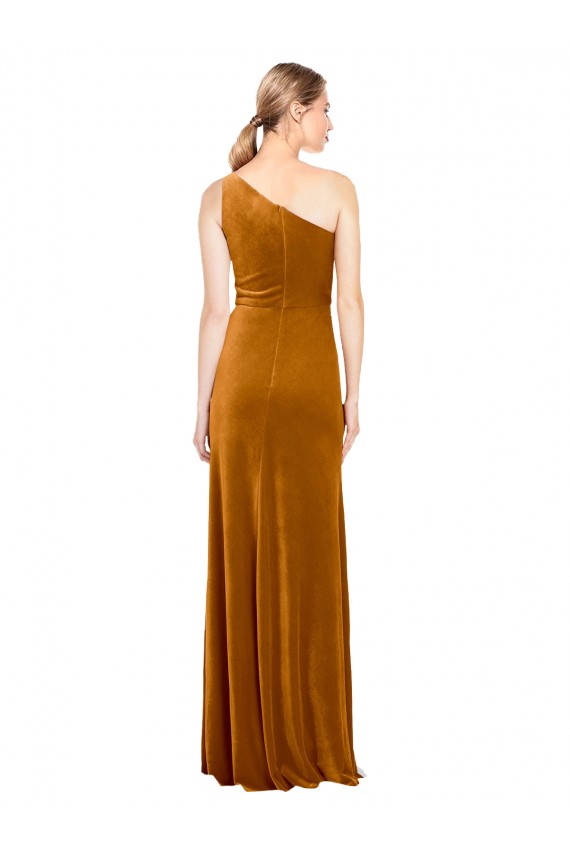 Sleeveless One Shoulder Stretch Velvet A-Line Formal Evening Gown / Prom Dress / Bridesmaid Dress Brisbane