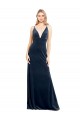 Sleeveless Dark Navy V-Neck V-Back Stretch Velvet A-Line Prom Dress / Bridesmaid Dress Brisbane