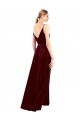 Sleeveless Burgundy V-Neck V-Back Stretch Velvet A-Line Bridesmaid Dress / Evening Dress Brisbane
