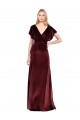 Flutter Sleeves V-Neck Open Back Stretch Velvet A-Line Prom Dress / Bridesmaid Dress Brisbane