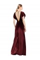 Flutter Sleeves V-Neck Open Back Stretch Velvet A-Line Prom Dress / Bridesmaid Dress Brisbane