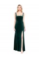 Sleeveless Square Neck Stretch Velvet A-Line Prom Dress / Bridesmaid Dress Brisbane