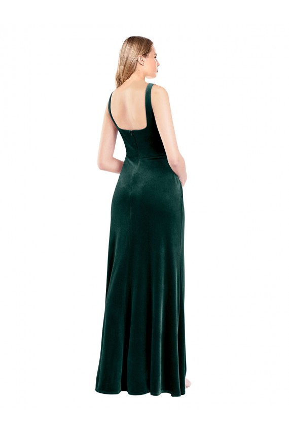 Sleeveless Square Neck Stretch Velvet A-Line Prom Dress / Bridesmaid Dress Brisbane