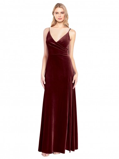 Sleeveless V-Neck V-Back Stretch Velvet A-Line Black Tie Prom Dress / Bridesmaid Dress Brisbane