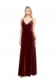 Sleeveless V-Neck V-Back Stretch Velvet A-Line Black Tie Prom Dress / Bridesmaid Dress Brisbane