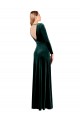 Long Sleeves V-Neck Open Back Stretch Velvet A-Line Black Tie Prom Dress / Bridesmaid Dress Brisbane