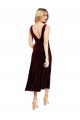 Sleeveless Burgundy V-Neck V-Back Stretch Velvet A-Line Prom Dress / Bridesmaid Dress Brisbane
