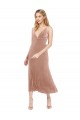 Sleeveless Pink V-Neck V-Back Stretch Velvet A-Line Prom Dress / Bridesmaid Dress Brisbane