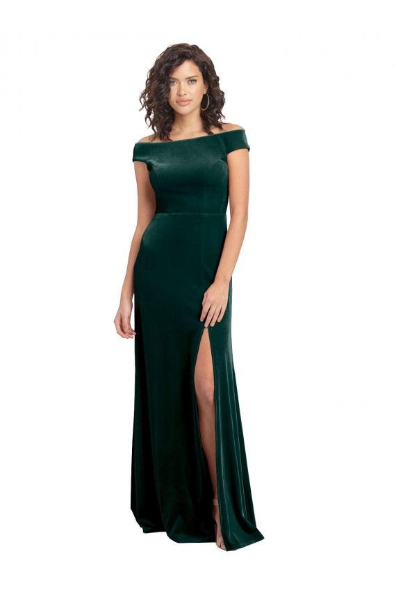 Cap Sleeves Square Neck Stretch Velvet A-Line Formal Evening Gown / Prom Dress / Bridesmaid Dress Brisbane