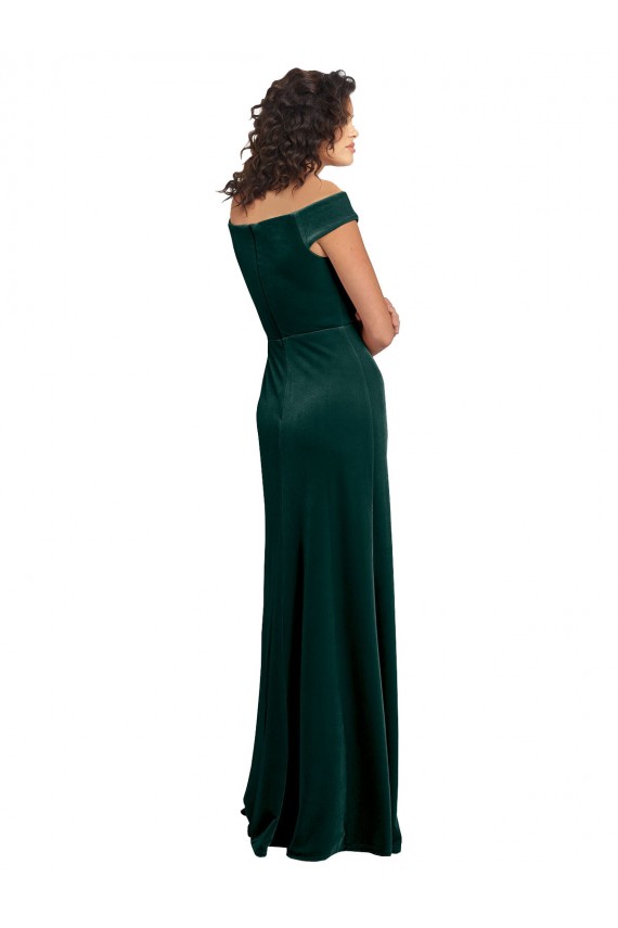 Cap Sleeves Square Neck Stretch Velvet A-Line Formal Evening Gown / Prom Dress / Bridesmaid Dress Brisbane