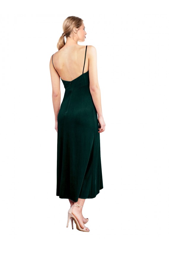 Sleeveless Spaghetti Straps Low Back Stretch Velvet A-Line Prom Dress / Bridesmaid Dress Brisbane
