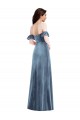 Ruffle Sleeves Off the Shoulder Low Back Stretch Velvet A-Line Formal Dress / Bridesmaid Dress Brisbane