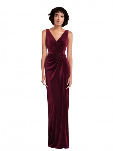 Sleeveless V-Neck Stretch Velvet Sheath Semi Formal Evening Dress / Prom Dress / Bridesmaid Dress Brisbane