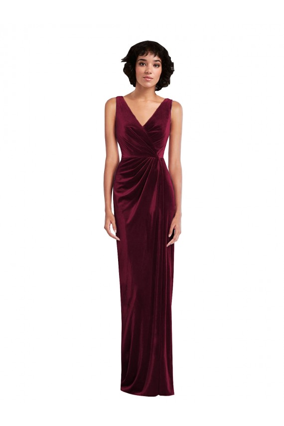 Sleeveless V-Neck Stretch Velvet Sheath Semi Formal Evening Dress / Prom Dress / Bridesmaid Dress Brisbane