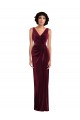 Sleeveless V-Neck Stretch Velvet Sheath Semi Formal Evening Dress / Prom Dress / Bridesmaid Dress Brisbane