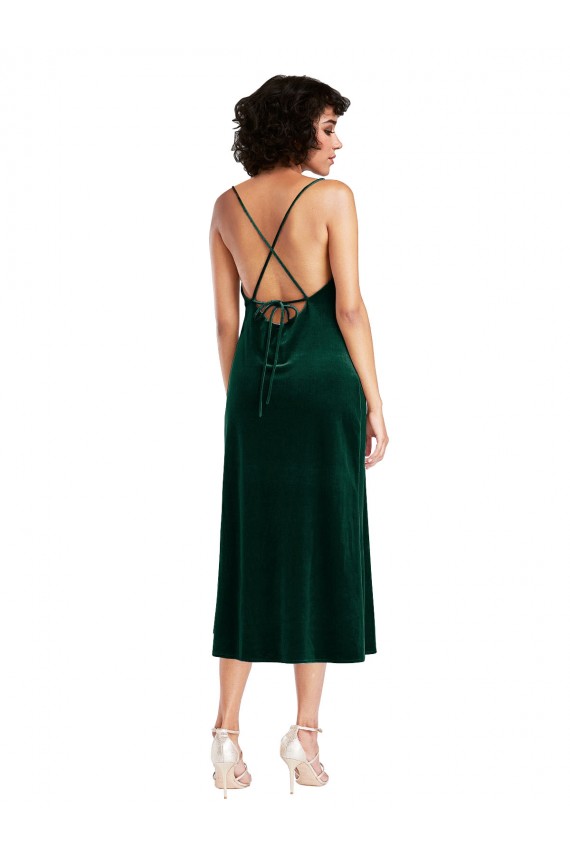 Sleeveless Cowl Neck Criss Cross Open Back Stretch Velvet Sheath Black Tie Evening Gown / Prom Dress / Bridesmaid Dress Brisbane