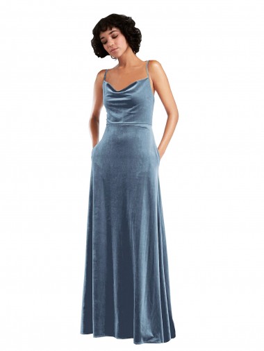 Sleeveless Cowl Neck Criss Cross Open Back Stretch Velvet Sheath Semi Formal Evening Dress / Prom Dress / Bridesmaid Dress Brisbane