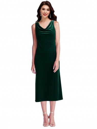 Sleeveless Cowl Neck V-Back Stretch Velvet Sheath Evening Gown / Prom Dress / Bridesmaid Dress Brisbane