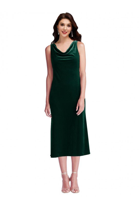 Sleeveless Cowl Neck V-Back Stretch Velvet Sheath Evening Gown / Prom Dress / Bridesmaid Dress Brisbane