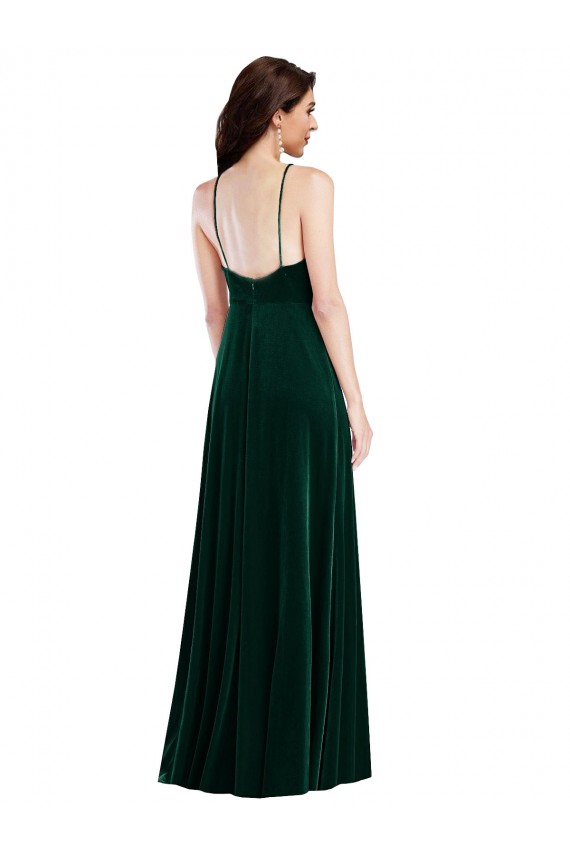Sleeveless Halter Neck Stretch Velvet A-Line Semi Formal Evening Dress / Prom Dress / Bridesmaid Dress Brisbane