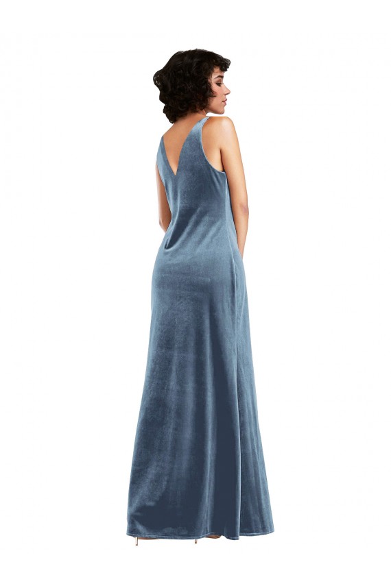 Sleeveless Cowl Neck V-Back Stretch Velvet Sheath Evening Dress / Bridesmaid Dress Brisbane