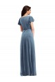 Flutter Sleeves V-Neck Stretch Velvet A-Line Black Tie Evening Gown / Prom Dress / Bridesmaid Dress Brisbane