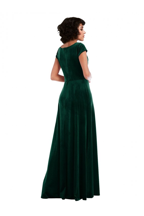 Cap Sleeves Cowl Neck Stretch Velvet A-Line Black Tie Evening Gown / Prom Dress / Bridesmaid Dress Brisbane