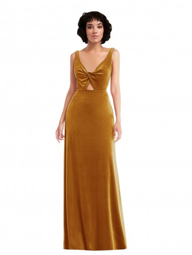 Sleeveless V-Neck V-Back Stretch Velvet Trumpet Semi Formal Evening Dress / Prom Dress / Bridesmaid Dress Brisbane