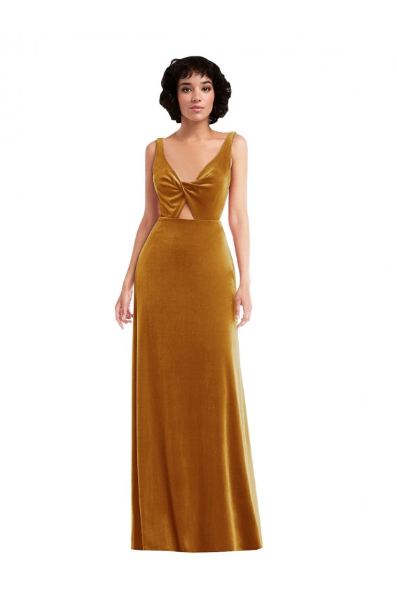 Sleeveless V-Neck V-Back Stretch Velvet Trumpet Semi Formal Evening Dress / Prom Dress / Bridesmaid Dress Brisbane