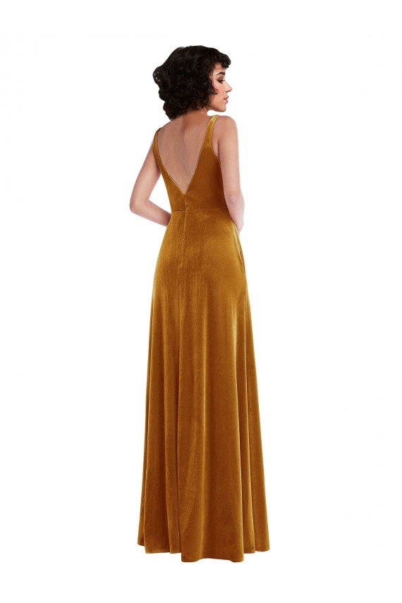 Sleeveless V-Neck V-Back Stretch Velvet Trumpet Semi Formal Evening Dress / Prom Dress / Bridesmaid Dress Brisbane