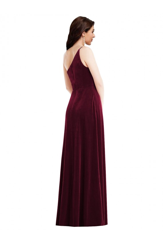 Sleeveless One Shoulder Stretch Velvet Trumpet Black Tie Evening Dress / Prom Dress / Bridesmaid Dress Brisbane