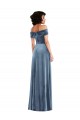 Sleeveless Dusty Blue Off the Shoulder Stretch Velvet A-Line Semi Formal Evening Dress / Prom Dress / Bridesmaid Dress Brisbane