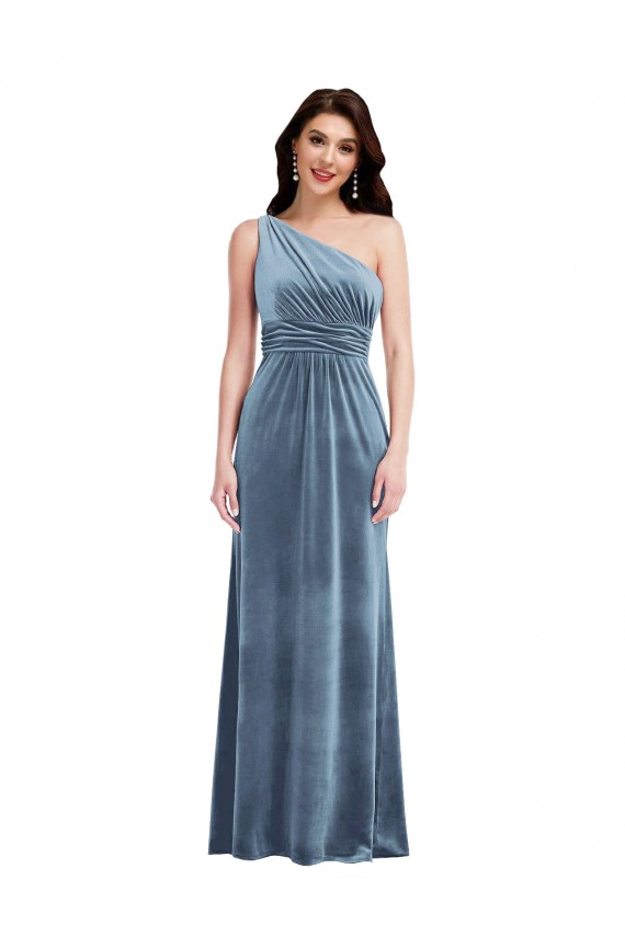 Sleeveless Off the Shoulder Stretch Velvet A-Line Bridesmaid Dress / Evening Dress Brisbane