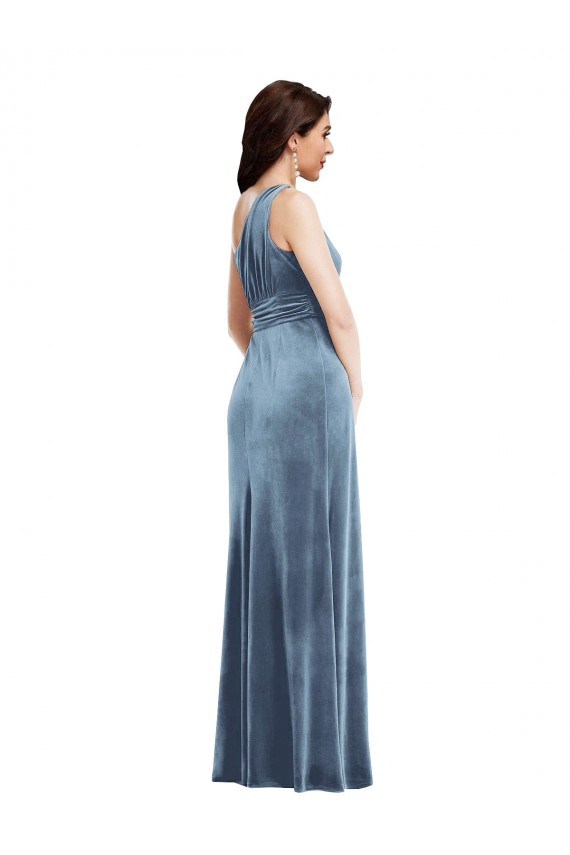 Sleeveless Off the Shoulder Stretch Velvet A-Line Bridesmaid Dress / Evening Dress Brisbane