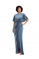 Flutter Sleeves Open Back Stretch Velvet Sheath Semi Formal Evening Dress / Prom Dress / Bridesmaid Dress Brisbane