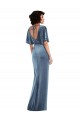 Flutter Sleeves Open Back Stretch Velvet Sheath Semi Formal Evening Dress / Prom Dress / Bridesmaid Dress Brisbane
