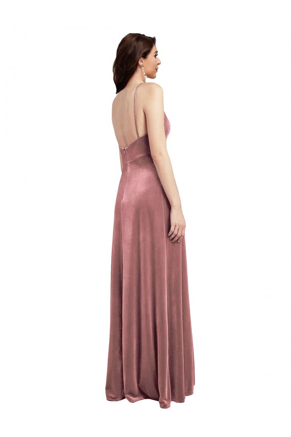 Sleeveless Cinnamon Rose V-Neck Low Back Stretch Velvet A-Line Formal Evening Gown / Prom Dress / Bridesmaid Dress Brisbane