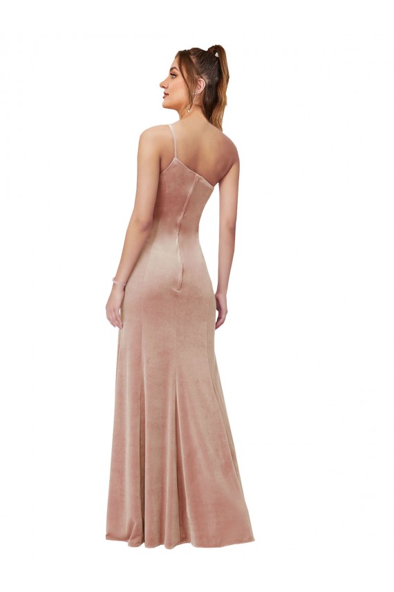 Sleeveless Pink One Shoulder Stretch Velvet Sheath Black Tie Evening Gown / Prom Dress / Bridesmaid Dress Brisbane