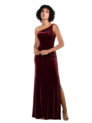 Sleeveless One Shoulder Stretch Velvet Column Formal Evening Gown / Prom Dress / Bridesmaid Dress Brisbane