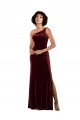 Sleeveless One Shoulder Stretch Velvet Column Formal Evening Gown / Prom Dress / Bridesmaid Dress Brisbane