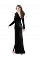 Long Sleeves V-Neck V-Back Stretch Velvet Column Formal Evening Gown / Prom Dress / Bridesmaid Dress Brisbane