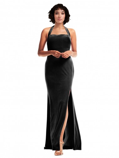 Sleeveless Halter Neck Low Back Stretch Velvet Mermaid Formal Evening Gown / Prom Dress / Bridesmaid Dress Brisbane