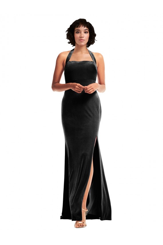 Sleeveless Halter Neck Low Back Stretch Velvet Mermaid Formal Evening Gown / Prom Dress / Bridesmaid Dress Brisbane