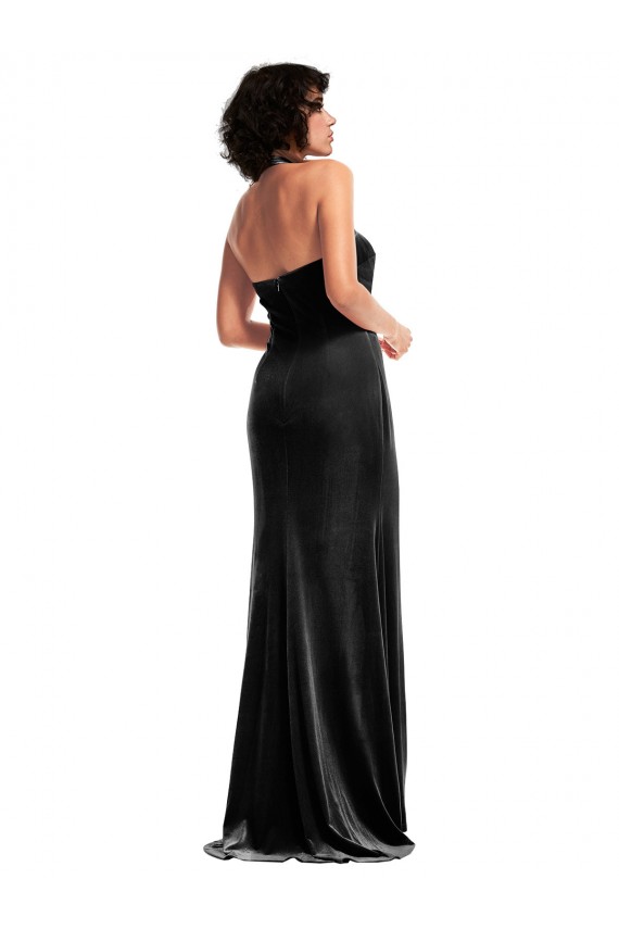 Sleeveless Halter Neck Low Back Stretch Velvet Mermaid Formal Evening Gown / Prom Dress / Bridesmaid Dress Brisbane