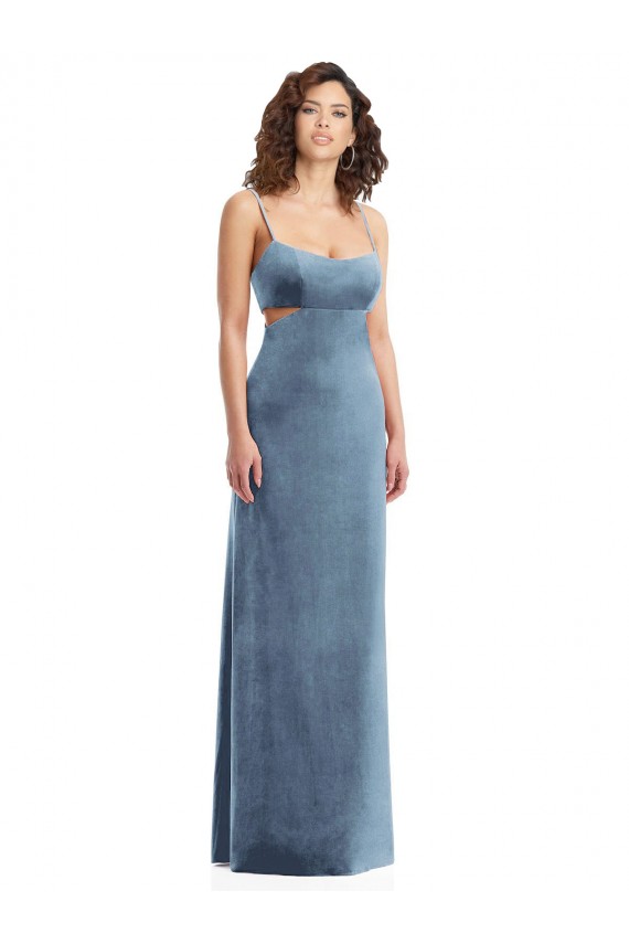 Sleeveless Square Neck Low Back Stretch Velvet Sheath Formal Evening Gown / Prom Dress / Bridesmaid Dress Brisbane