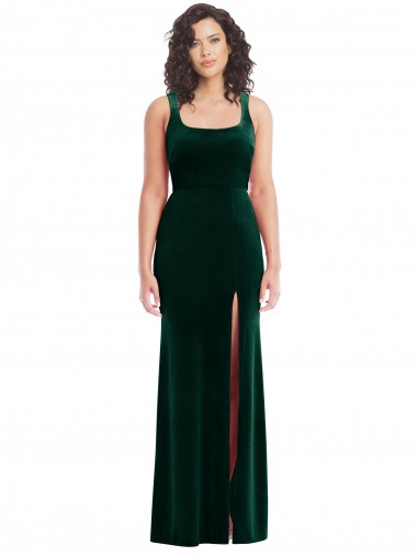 Sleeveless Square Neck Stretch Velvet Trumpet Semi Formal Evening Dress / Prom Dress / Bridesmaid Dress Brisbane