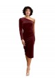 Long Sleeves One Shoulder Stretch Velvet A-Line Black Tie Prom Dress / Bridesmaid Dress Brisbane